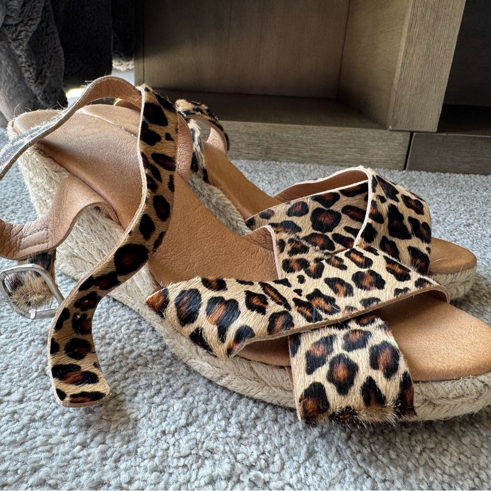 Leopard Print Wedge Sandals